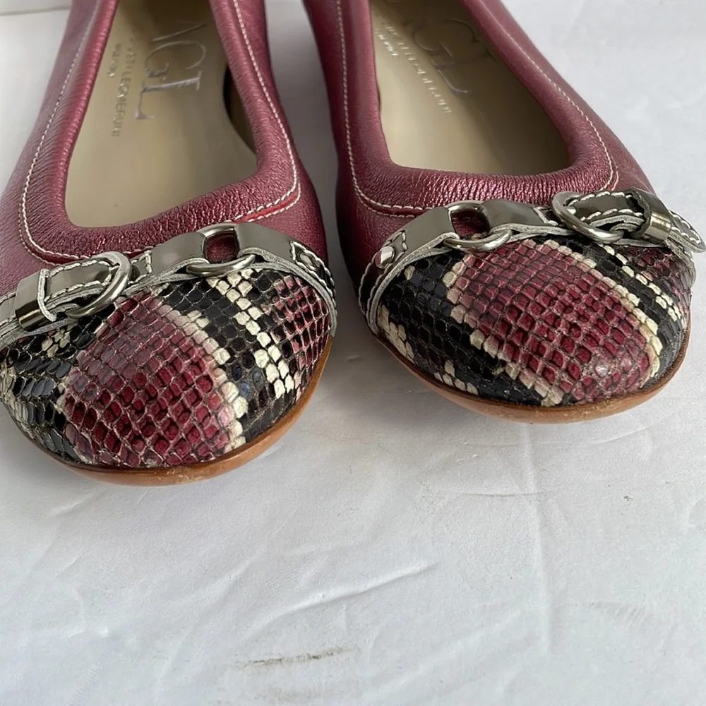 AGL Womans 38 flats shoes Pink Leather Ballet